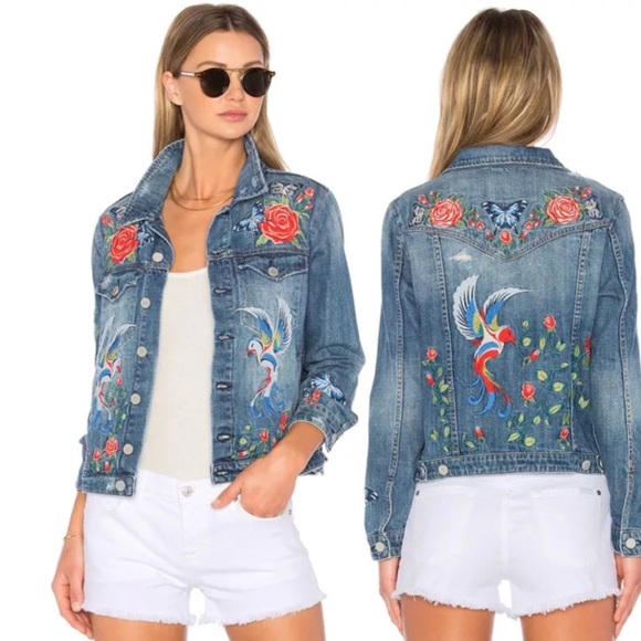 Blank NYC Jackets & Blazers - Blank NYC • Floral Bird Embroidered Denim Jacket